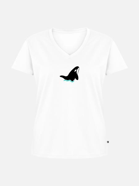 Orkinal-Group | Orca | Black | v2 - Frauen Premium Bio T-Shirt mit V-Ausschnitt - Weiß