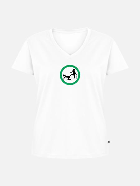 Devot - Frauen Premium Bio T-Shirt mit V-Ausschnitt - Weiß