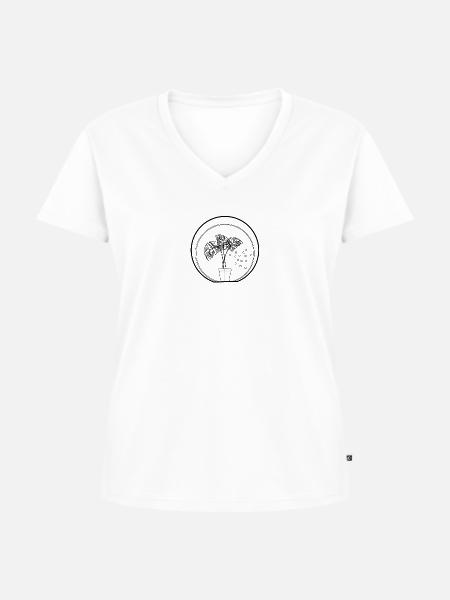 Monstera Plantlover - Frauen Premium Bio T-Shirt mit V-Ausschnitt - Weiß