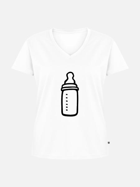 Nuckelflasche - Frauen Premium Bio T-Shirt mit V-Ausschnitt - Weiß