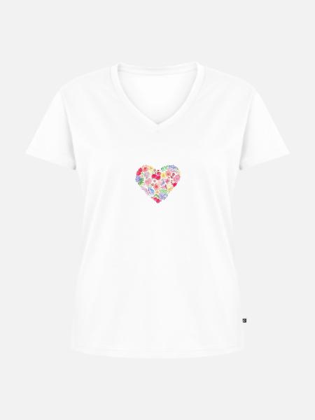 Aquarellmalerei Blumenherz - Frauen Premium Bio T-Shirt mit V-Ausschnitt - Weiß