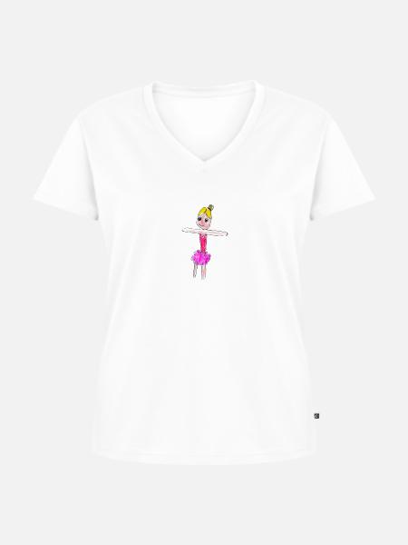 Ballet-Tänzerin, Ballerina - Frauen Premium Bio T-Shirt mit V-Ausschnitt - Weiß