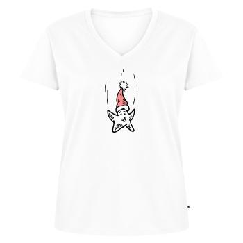 Joyeuse étoile de Noël - T-shirt encolure en V Premium bio Femme - blanc - Devant - AI Model Female 172 dark (172cm)