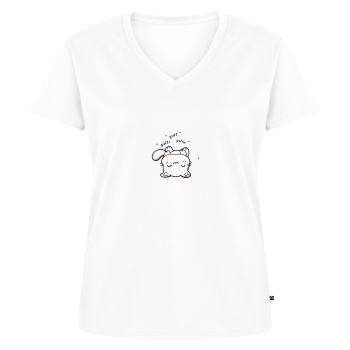 Chaton kawaii ronronne - T-shirt encolure en V Premium bio Femme - blanc - Devant - AI Model Female 172 dark (172cm)