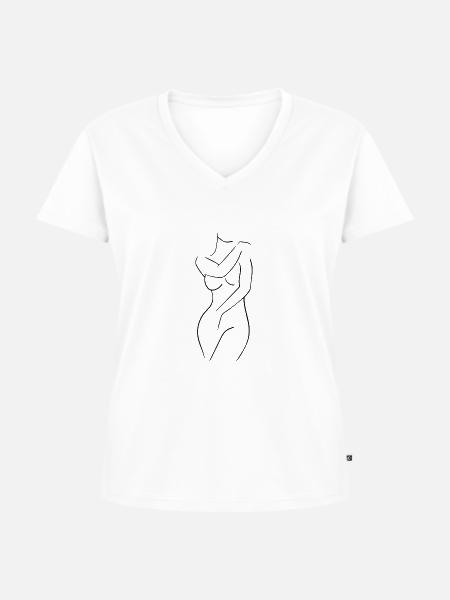 Lineart Femme - Frauen Premium Bio T-Shirt mit V-Ausschnitt - Weiß
