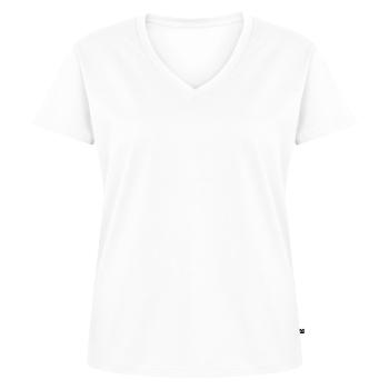 wit 1975 - Vrouwen Premium Bio T-shirt met V-hals - wit - Voor - AI Model Female 172 dark (172cm)