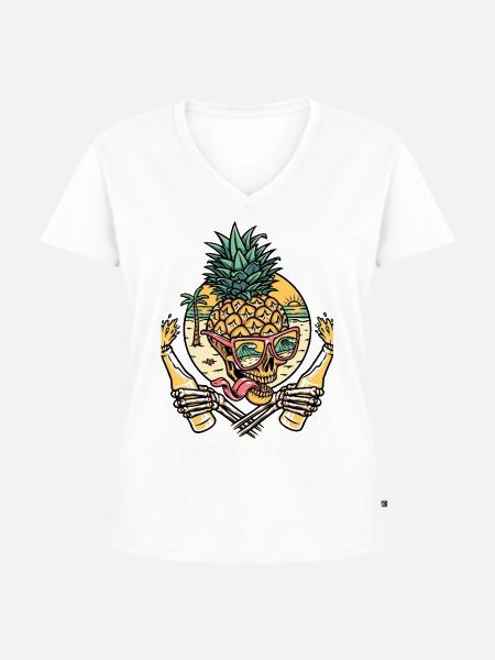 Es eskaliert eh! - Frauen Premium Bio T-Shirt mit V-Ausschnitt - Weiß