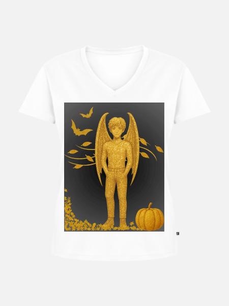 Herbst Edition Vampir-Dämon - Frauen Premium Bio T-Shirt mit V-Ausschnitt - Weiß
