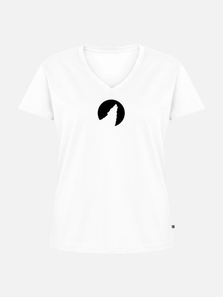 heulender Wolf - Frauen Premium Bio T-Shirt mit V-Ausschnitt - Weiß