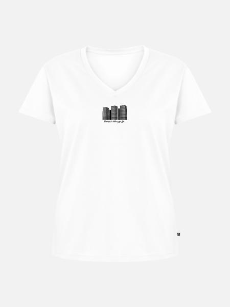 Einzigartiges Bauprojekt - Frauen Premium Bio T-Shirt mit V-Ausschnitt - Weiß