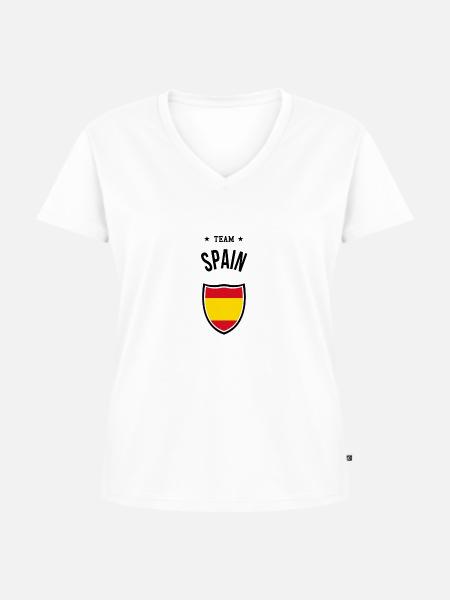 Team Spain - Frauen Premium Bio T-Shirt mit V-Ausschnitt - Weiß