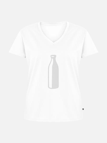 Milch - Frauen Premium Bio T-Shirt mit V-Ausschnitt - Weiß