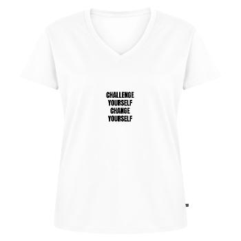 Challenge - Women's Premium Organic V-neck T-shirt - white - Front - AI Model Female 172 dark (172cm)