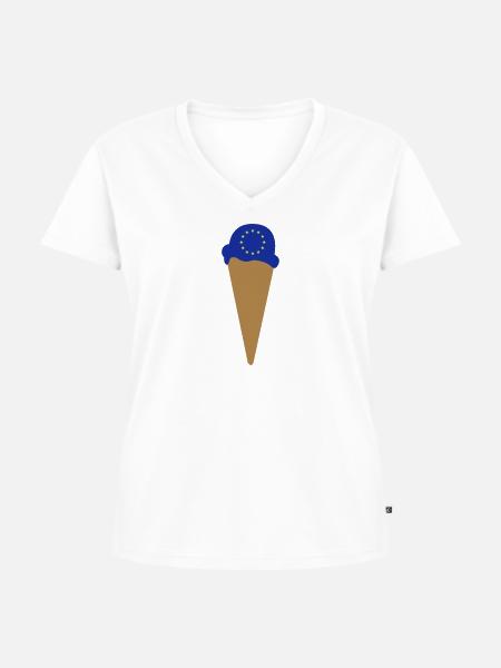 Europa Eis - Frauen Premium Bio T-Shirt mit V-Ausschnitt - Weiß