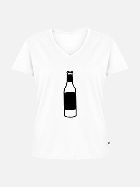 Flasche - Frauen Premium Bio T-Shirt mit V-Ausschnitt - Weiß