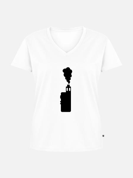 vape + smoke - Frauen Premium Bio T-Shirt mit V-Ausschnitt - Weiß