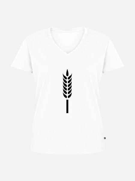 Ähre - Frauen Premium Bio T-Shirt mit V-Ausschnitt - Weiß