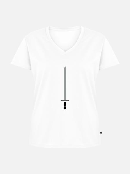 Zweifarbiges Schwert - Frauen Premium Bio T-Shirt mit V-Ausschnitt - Weiß