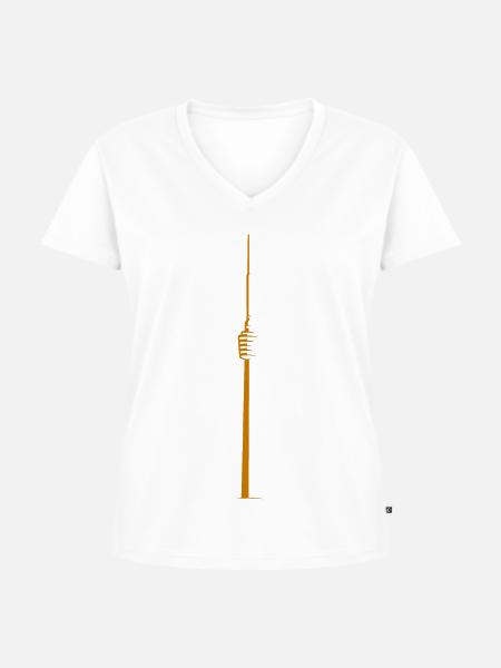 Fernsehturm#19 - Frauen Premium Bio T-Shirt mit V-Ausschnitt - Weiß