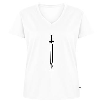 sword - Women's Premium Organic V-neck T-shirt - white - Front - AI Model Female 172 dark (172cm)