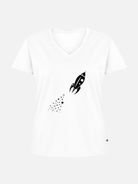 Eine Rakete beim Abflug - Frauen Premium Bio T-Shirt mit V-Ausschnitt - Weiß