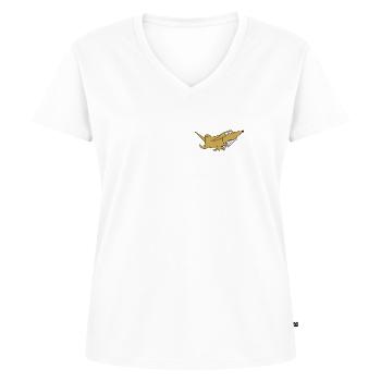 Zeitung Kleiner niedlicher Cartoon-Hund für Hundeliebhaber - Frauen Premium Bio T-Shirt mit V-Ausschnitt - Weiß - Vorne - AI Model Female 172 dark (172cm)