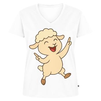 Dancing Lamb - Women's Premium Organic V-neck T-shirt - white - Front - AI Model Female 172 dark (172cm)