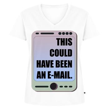 LUSTIGE BÜRO-MEETING-E-MAIL - Frauen Premium Bio T-Shirt mit V-Ausschnitt - Weiß - Vorne - AI Model Female 172 dark (172cm)