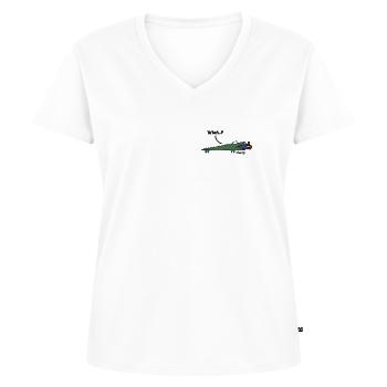 Mr Crocodile Simple Humoriste Comique | Illustration de bande dessinée - T-shirt encolure en V Premium bio Femme - blanc - Devant - AI Model Female 172 dark (172cm)