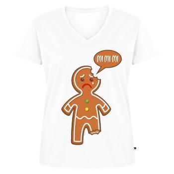 Lebkuchenmann Mimimi Mi Mi Mi Lustige Sprüche - Frauen Premium Bio T-Shirt mit V-Ausschnitt - Weiß - Vorne - AI Model Female 172 dark (172cm)