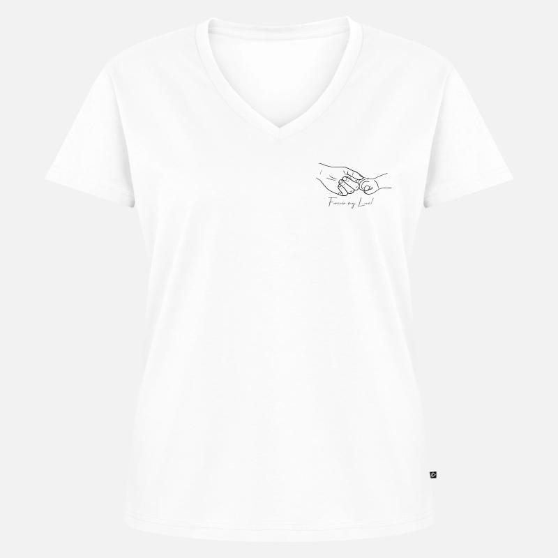 Forever my Love Mutter - Kind - Frauen Premium Bio T-Shirt mit V-Ausschnitt - Weiß