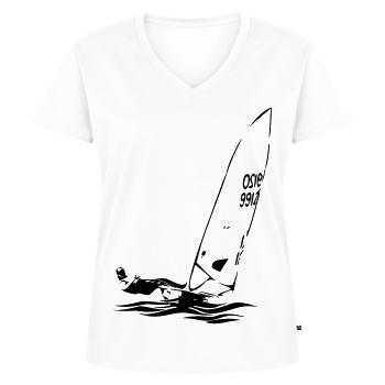 ILCA Laser Sailing Dinghy Sailboat Regatta Sailing Sports - Women's Premium Organic V-neck T-shirt - white - Front - AI Model Female 172 dark (172cm)