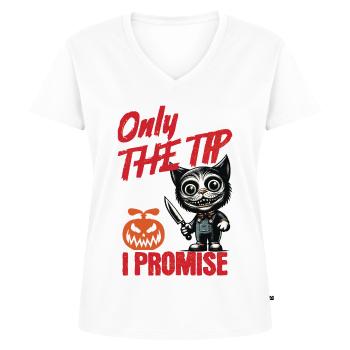 Funny Cat Saying only The Tip Psycho Cat - Women's Premium Organic V-neck T-shirt - white - Front - AI Model Female 172 dark (172cm)