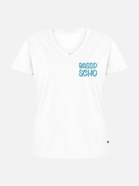 Bassd scho - Frauen Premium Bio T-Shirt mit V-Ausschnitt - Weiß