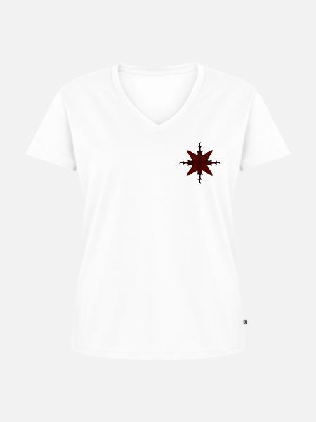 Roter Spitzstern Muster - Frauen Premium Bio T-Shirt mit V-Ausschnitt - Weiß
