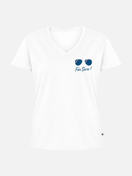 Sicher - Frauen Premium Bio T-Shirt mit V-Ausschnitt - Weiß