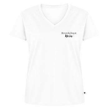 Bevor du fragst: Nein | Geschenkidee Spruch witzig - Frauen Premium Bio T-Shirt mit V-Ausschnitt - Weiß - Vorne - AI Model Female 172 dark (172cm)