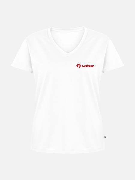 Leftist. - Frauen Premium Bio T-Shirt mit V-Ausschnitt - Weiß