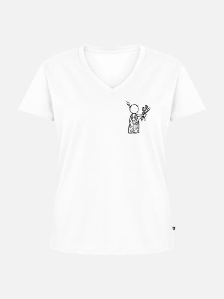 Männchen Kunstmaler - Frauen Premium Bio T-Shirt mit V-Ausschnitt - Weiß