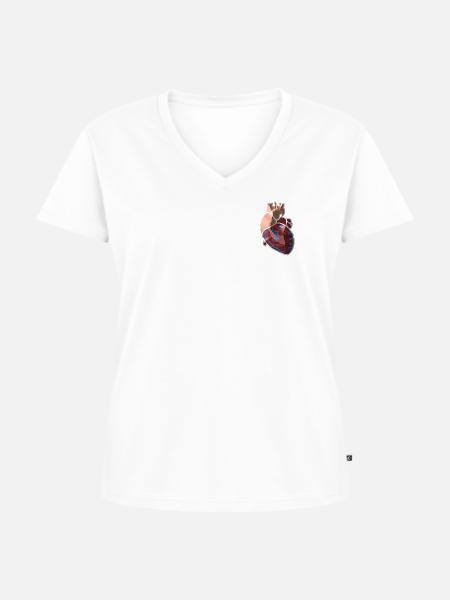Herz Anatomie - Frauen Premium Bio T-Shirt mit V-Ausschnitt - Weiß