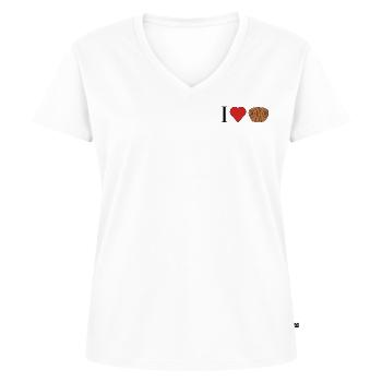 Franzbrötchen Liebe - Frauen Premium Bio T-Shirt mit V-Ausschnitt - Weiß - Vorne - AI Model Female 172 dark (172cm)