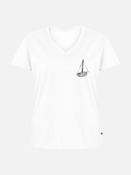 Boot - Frauen Premium Bio T-Shirt mit V-Ausschnitt - Weiß