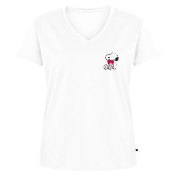 Snoopy avec cœur - T-shirt encolure en V Premium bio Femme - blanc - Devant - AI Model Female 172 dark (172cm)