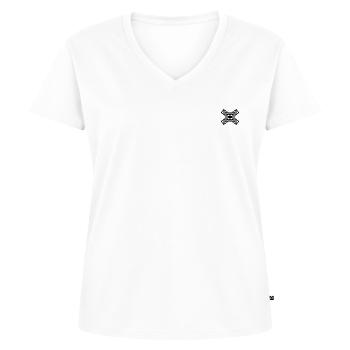 Logo - Frauen Premium Bio T-Shirt mit V-Ausschnitt - Weiß - Vorne - AI Model Female 172 dark (172cm)
