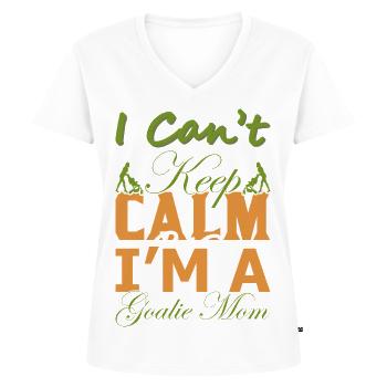 Lustiges Torwart-Mama-Geschenk – Ich kann nicht ruhig bleiben Hemd - Frauen Premium Bio T-Shirt mit V-Ausschnitt - Weiß - Vorne - AI Model Female 172 dark (172cm)