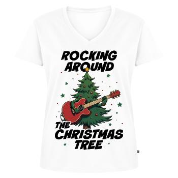 Schaukeln um den Weihnachtsbaum - Frauen Premium Bio T-Shirt mit V-Ausschnitt - Weiß - Vorne - AI Model Female 172 dark (172cm)