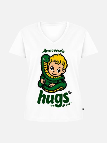Anakonda Umarmung Kindmotiv - Frauen Premium Bio T-Shirt mit V-Ausschnitt - Weiß