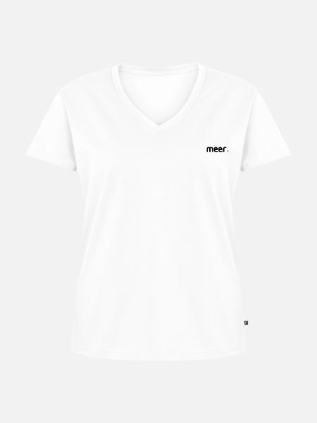 meer. - Frauen Premium Bio T-Shirt mit V-Ausschnitt - Weiß