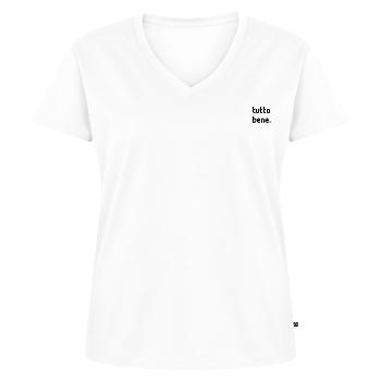 tutto bene. - Women's Premium Organic V-neck T-shirt - white - Front - AI Model Female 172 dark (172cm)
