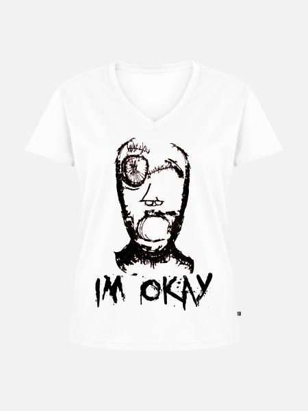 im okay - Frauen Premium Bio T-Shirt mit V-Ausschnitt - Weiß